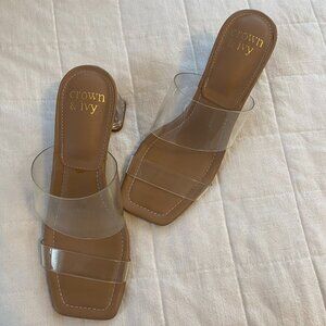 Crown & Ivy Clear Strap Block Heel